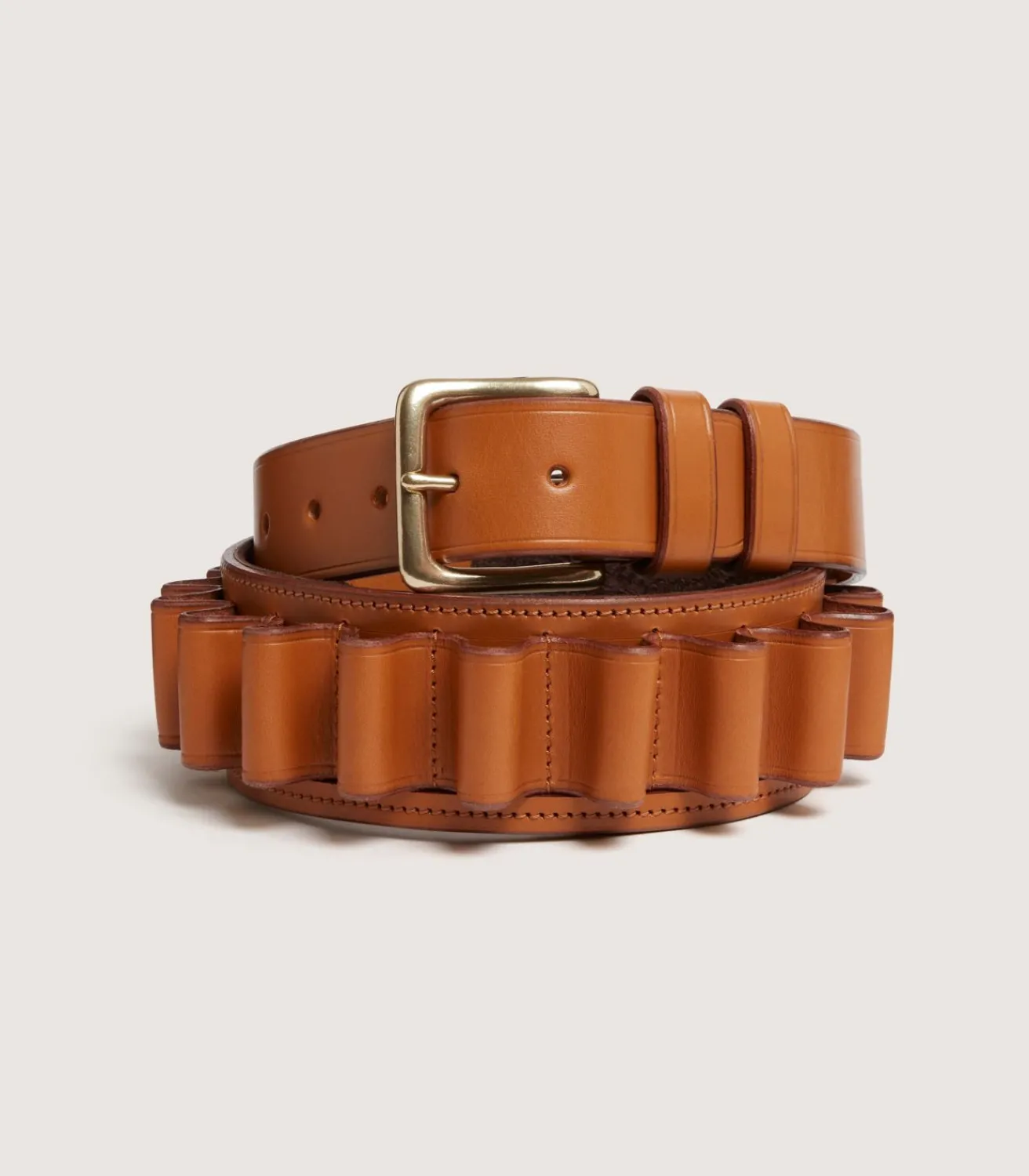 12 Gauge Bridle Leather Cartridge Belt In Tan-Purdey New