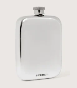 6 Oz Pewter Hip Flask With Sporter Engraving In Steel-Purdey Best