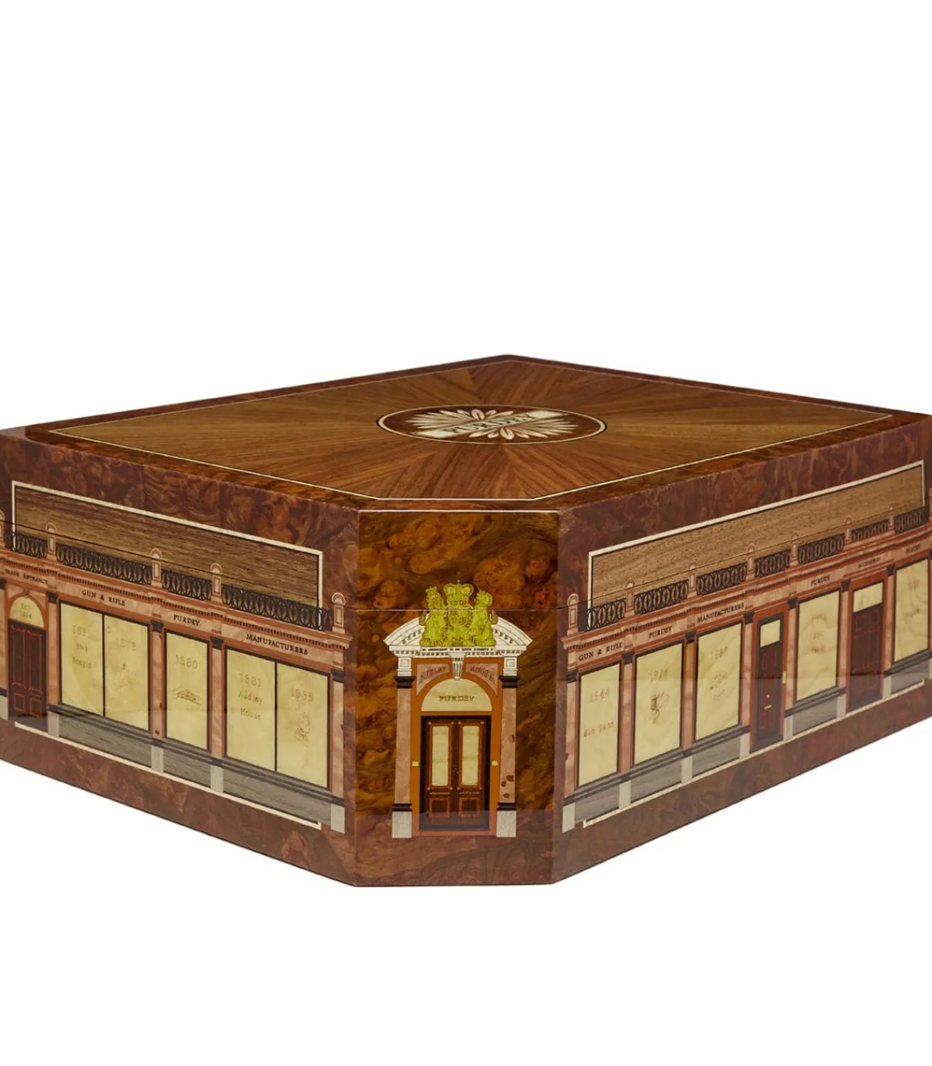 Audley House Marquetry Humidor In Natural-Purdey Discount
