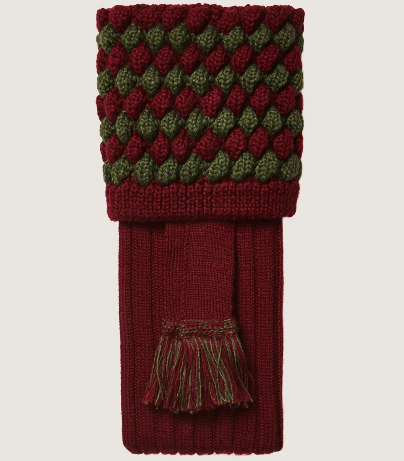 Bobble Top Socks With Garters In Audley Red-Purdey
