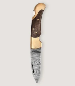 Damascus Folding Knife In Walnut-Purdey New