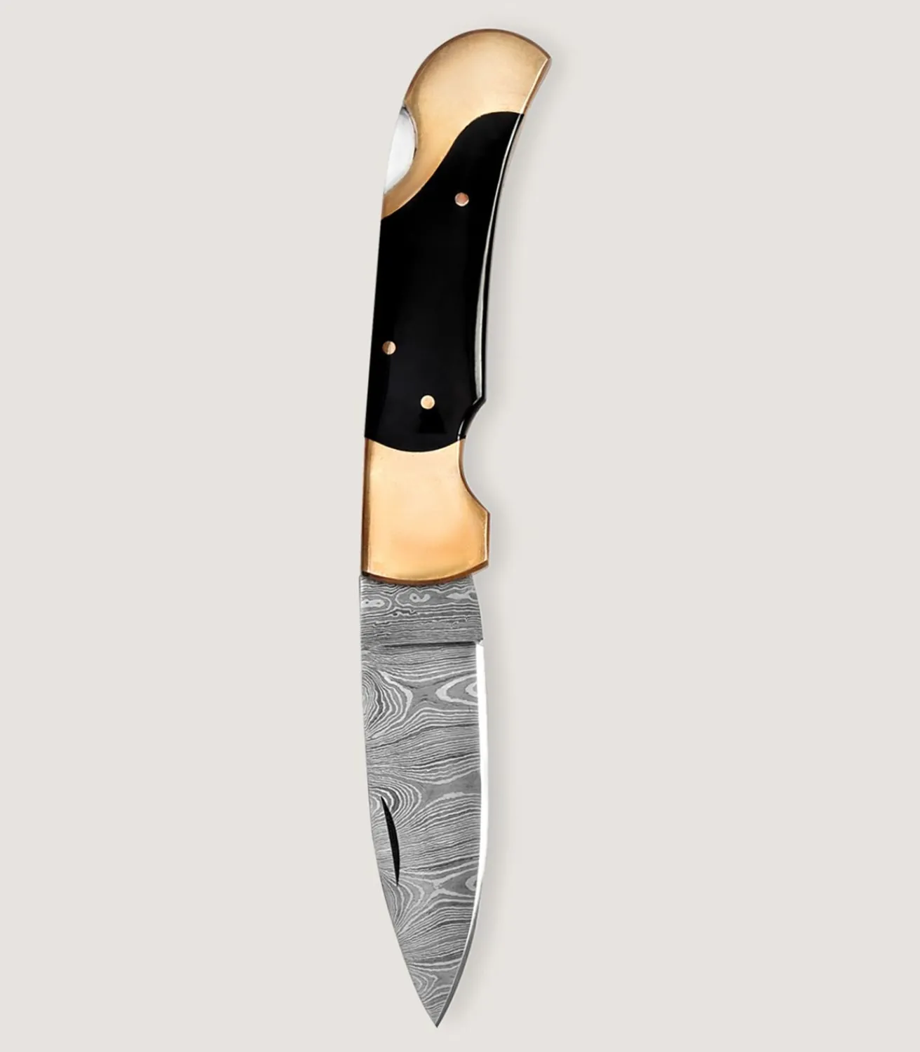 Damascus Folding Knife In Buffalo Horn-Purdey Hot