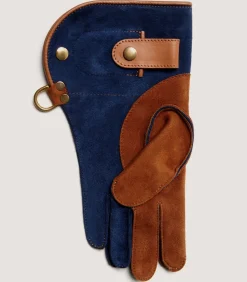 Double Layer Falconry Glove With Knife Pocket In Navy-Purdey Sale