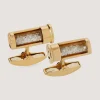 Gold Cartridge Cufflinks With Diamonds In Silver-Purdey Online