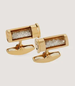 Gold Cartridge Cufflinks With Diamonds In Silver-Purdey Online