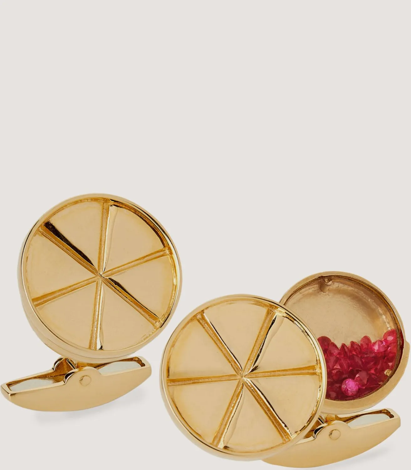 Gold Opening Crimp Cufflinks With Ruby Shot In Gold-Purdey Discount
