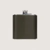 Grainy Leather Hip Flask In Olive Green-Purdey Hot