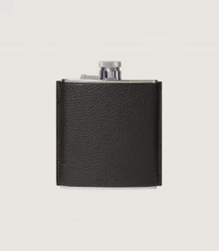 Grainy Leather Hip Flask In Dark Brown-Purdey Hot