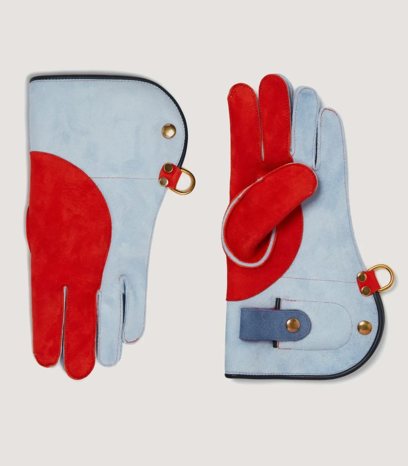 Long Falconry Glove With Pocket - Sky & Orange In Sky Blue-Purdey Outlet