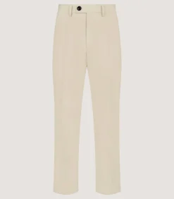 Men'S Brushed Cotton Twill Flat Front Trousers In Stone-Purdey