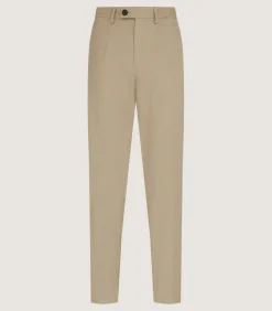 Men'S Brushed Cotton Twill Flat Front Trousers In Khaki-Purdey Sale