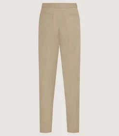 Men'S Brushed Cotton Twill Flat Front Trousers In Khaki-Purdey Sale