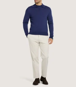 Men'S Cashmere Duke Polo In Canvas Blue-Purdey Sale