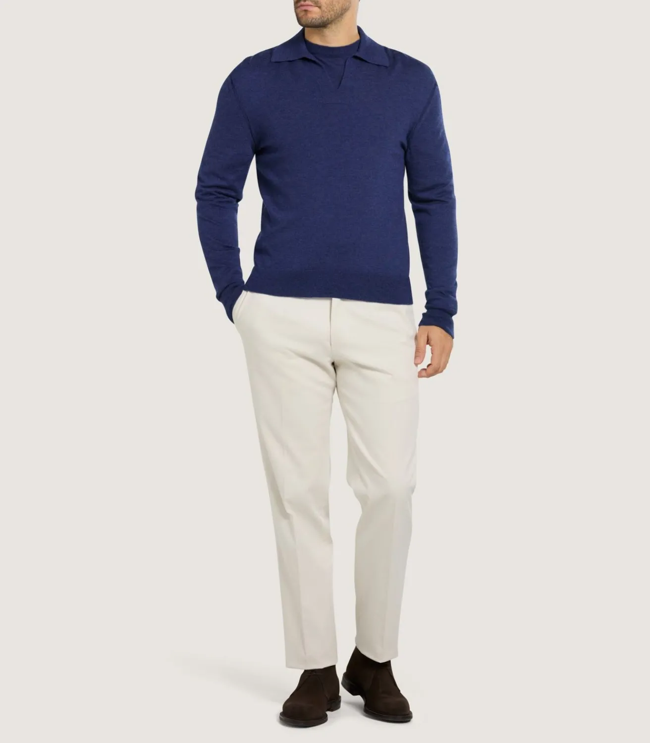 Men'S Cashmere Duke Polo In Canvas Blue-Purdey Sale