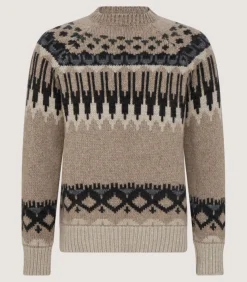 Men'S Cashmere Fairisle Falcon Crew Neck Sweater-Purdey