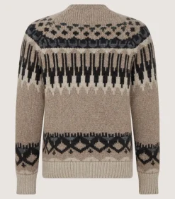 Men'S Cashmere Fairisle Falcon Crew Neck Sweater-Purdey