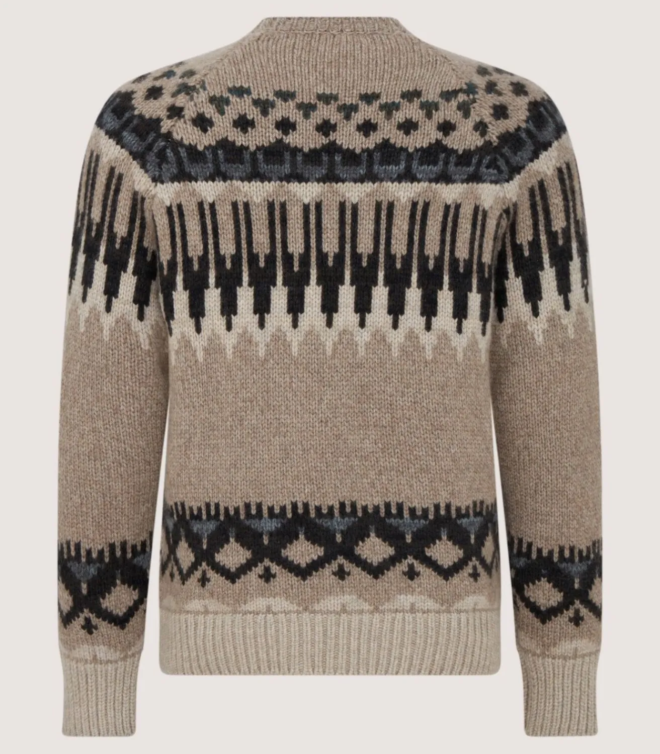 Men'S Cashmere Fairisle Falcon Crew Neck Sweater-Purdey