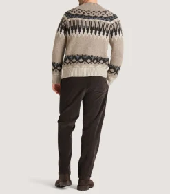 Men'S Cashmere Fairisle Falcon Crew Neck Sweater-Purdey