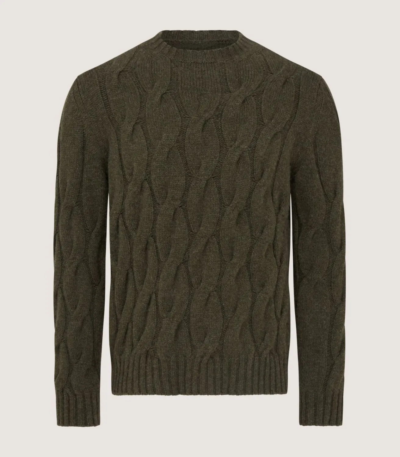 Men'S Cashmere Loch Cable Crew Neck Sweater In Loden-Purdey Sale