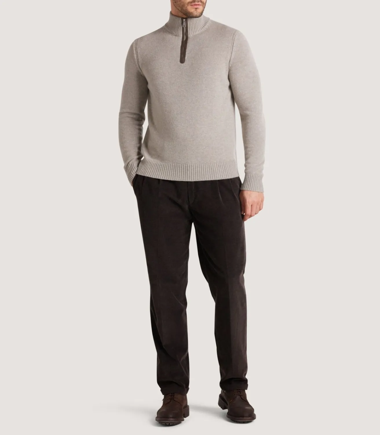 Men'S Cashmere Quarter Zip Sweater-Purdey Best