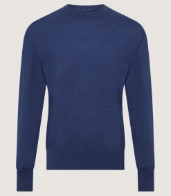 Men'S Cashmere Seamless Crew Neck In Canvas Blue-Purdey Sale