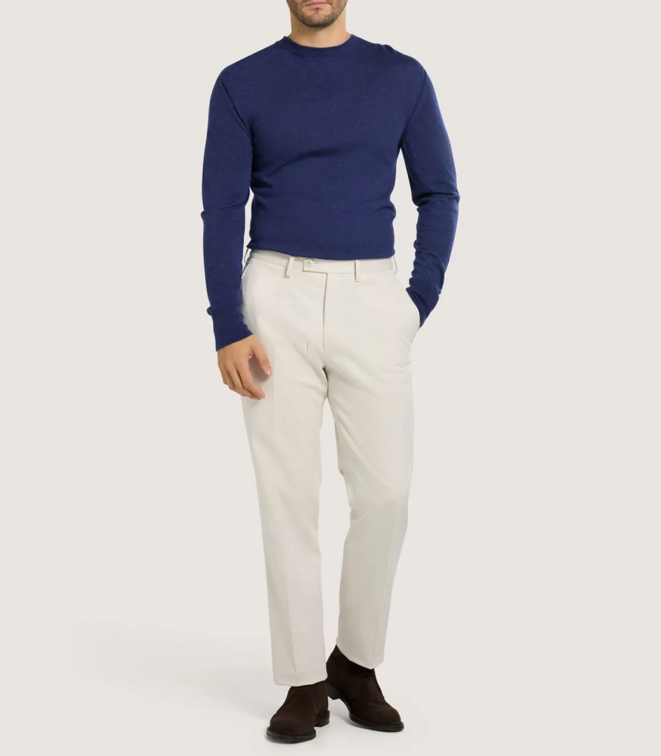 Men'S Cashmere Seamless Crew Neck In Canvas Blue-Purdey Sale