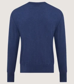 Men'S Cashmere Seamless Crew Neck In Canvas Blue-Purdey Sale