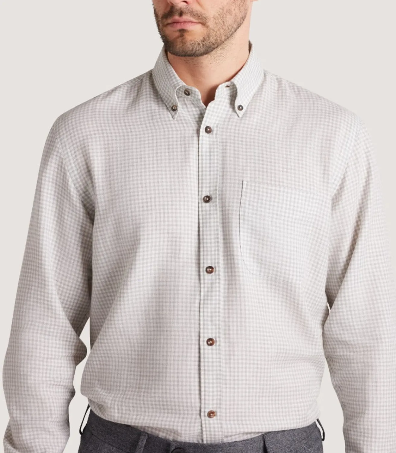 Men'S Cotton Cashmere Button Down Shirt-Purdey Sale