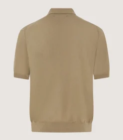 Men'S Cotton Cashmere Fine Gauge Short Sleeve Polo In Twine-Purdey Clearance