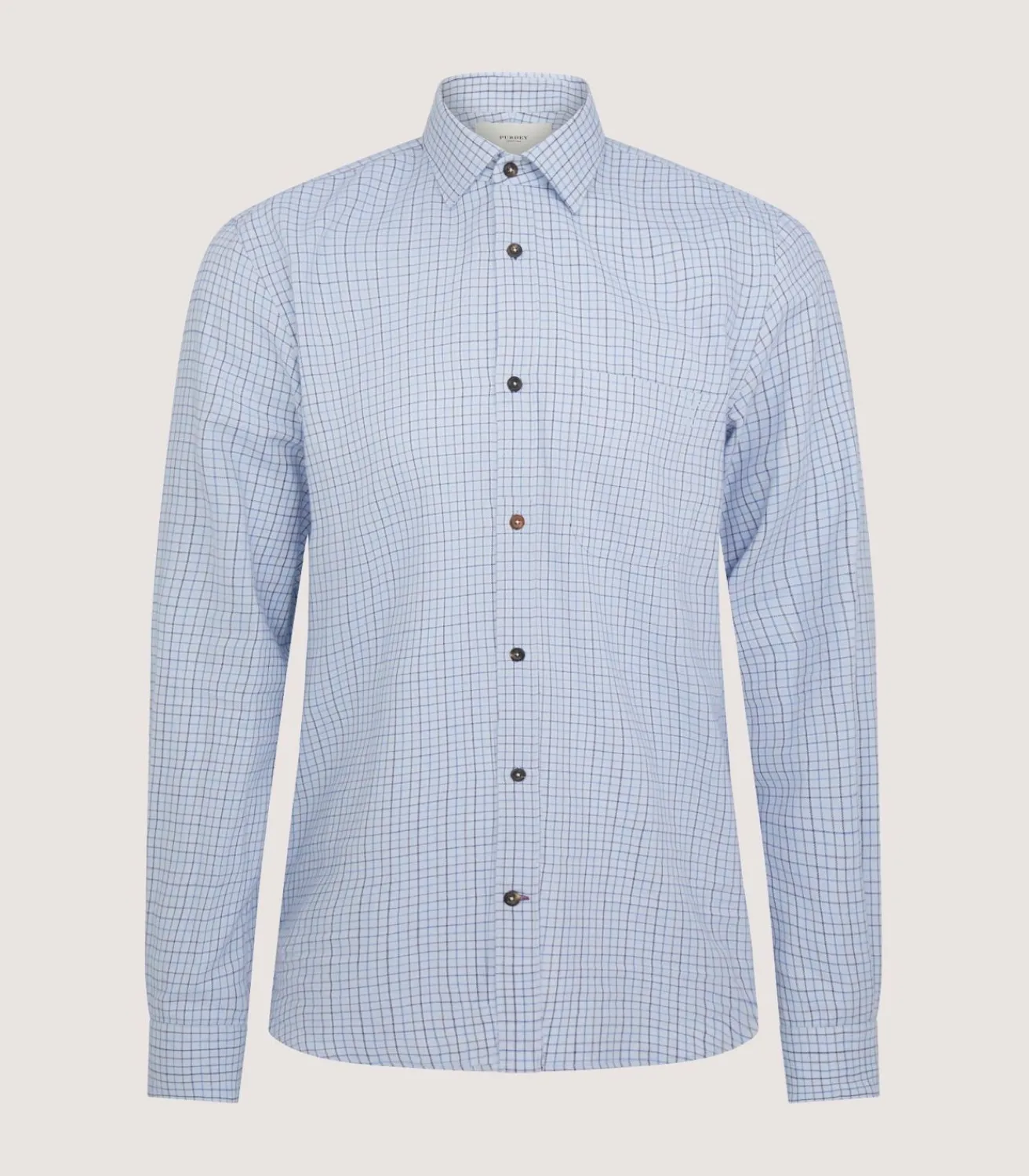 Men'S Cotton Cashmere Sporting Shirt In Loch Blue-Purdey Sale