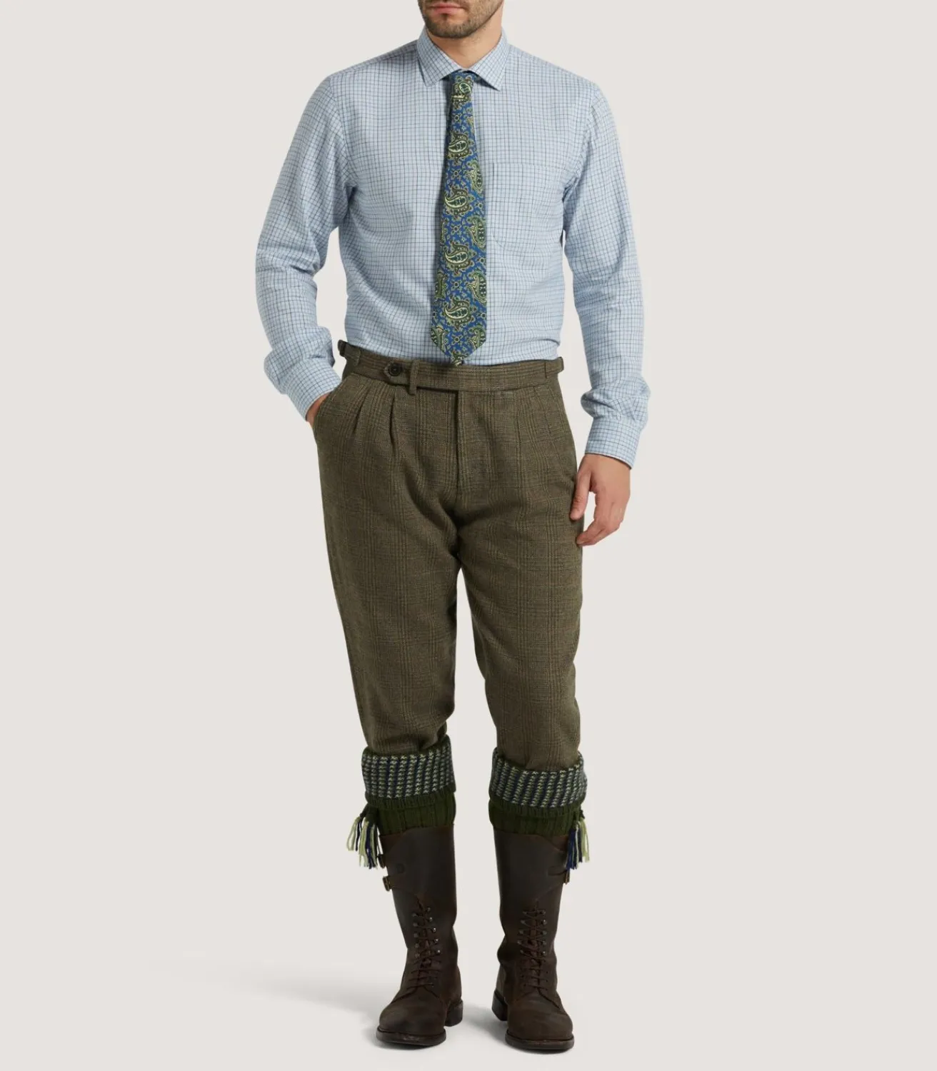 Men'S Cotton Cashmere Sporting Shirt In Loch Blue-Purdey Sale