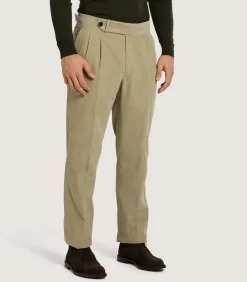 Men'S Cotton Corduroy Side Buckle Trouser In Pale Stone-Purdey Best