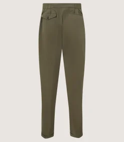 Men'S Dark Olive Cotton Dart Front Trousers-Purdey Sale