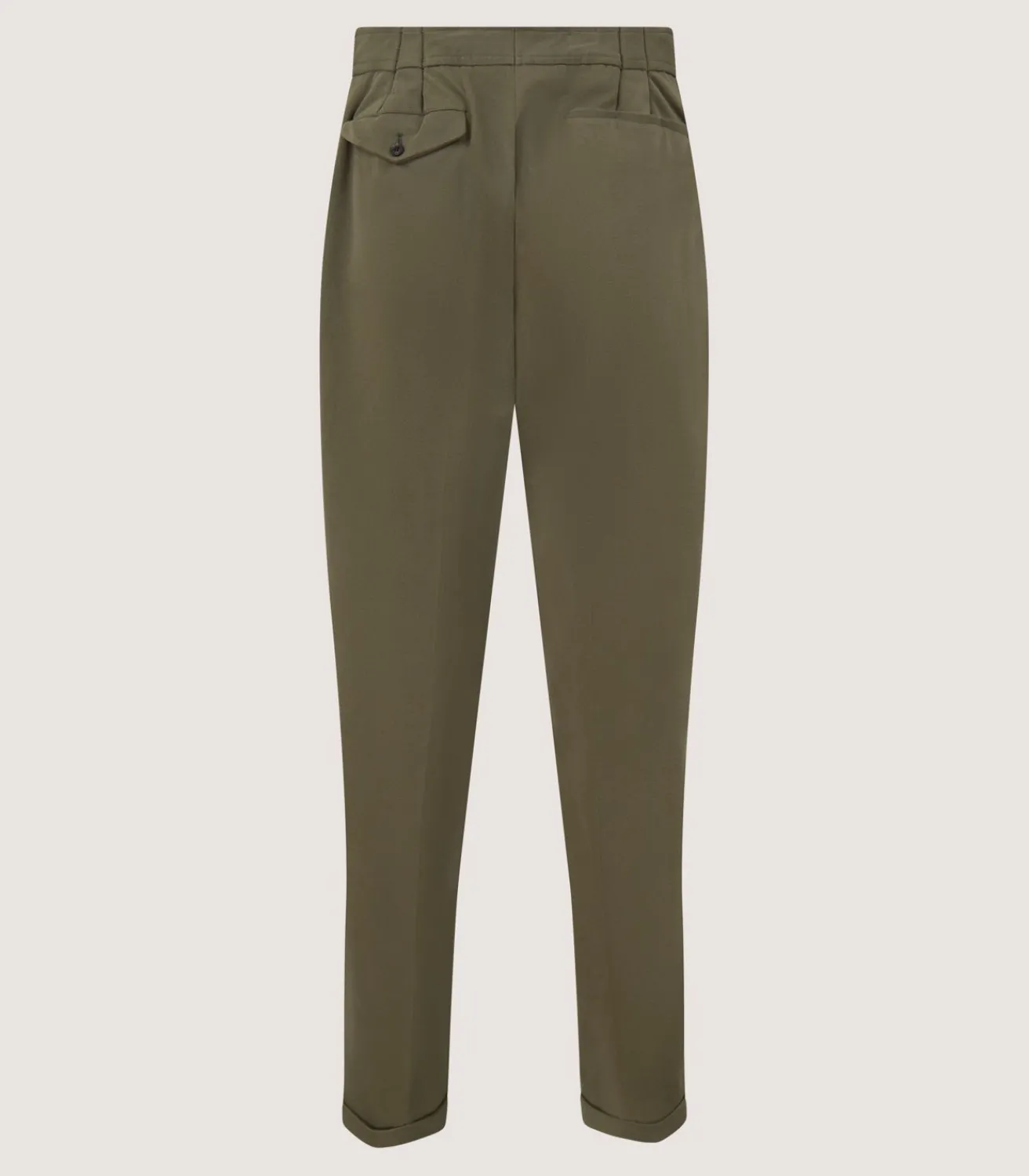 Men'S Dark Olive Cotton Dart Front Trousers-Purdey Sale