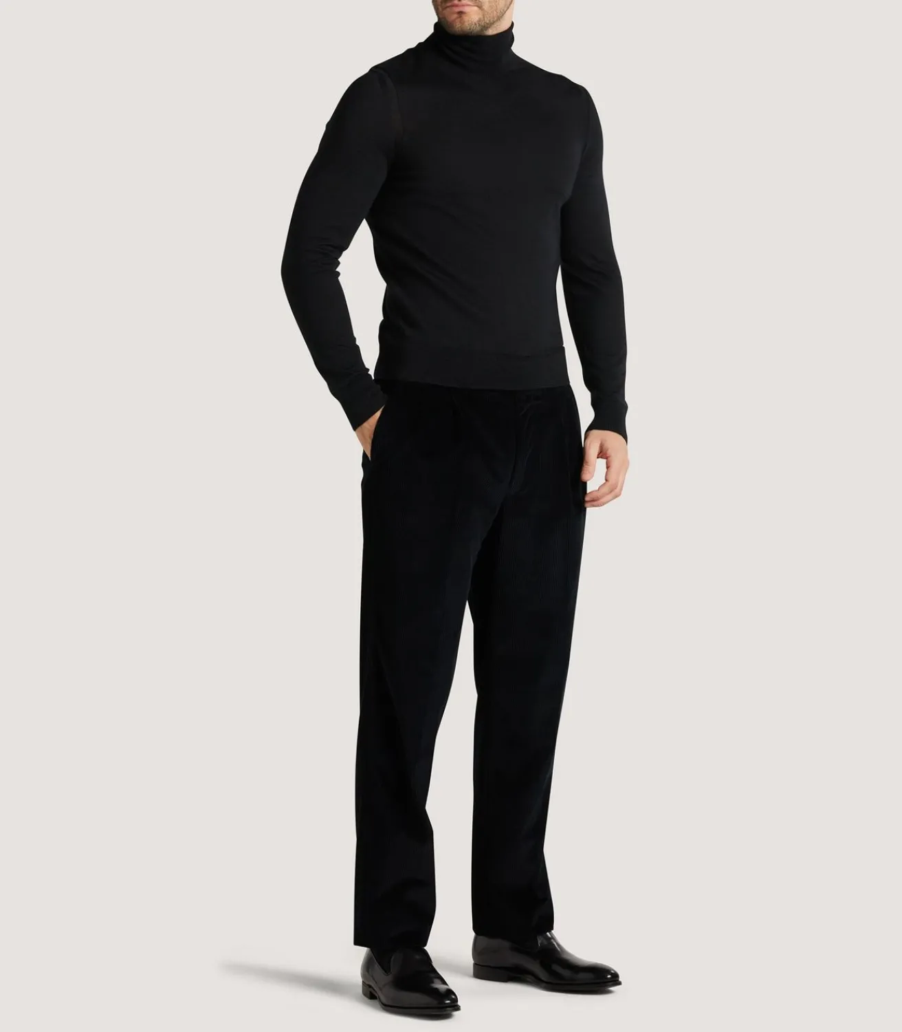Men'S Extra Fine Worsted Cashmere Seamless Turtleneck-Purdey Hot