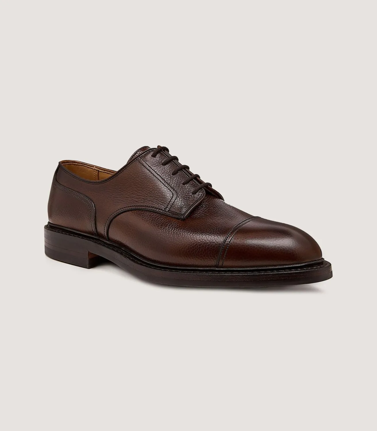 Men'S Grain Leather Shoe In Dark Brown-Purdey Online