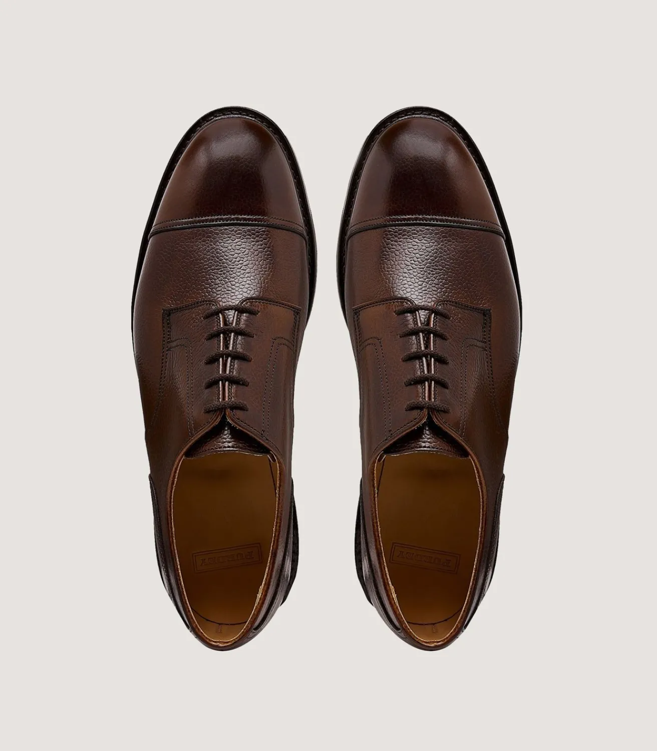 Men'S Grain Leather Shoe In Dark Brown-Purdey Online