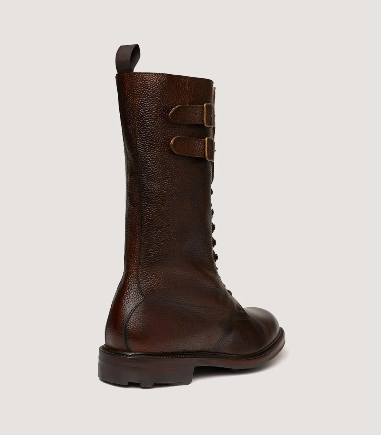 Men'S Grain Leather Twin Strap Boot In Dark Brown-Purdey