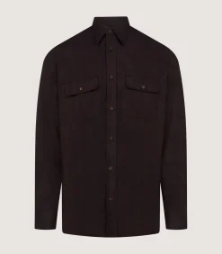 Men'S Herringbone Double Pocket Shirt In Walnut-Purdey Discount