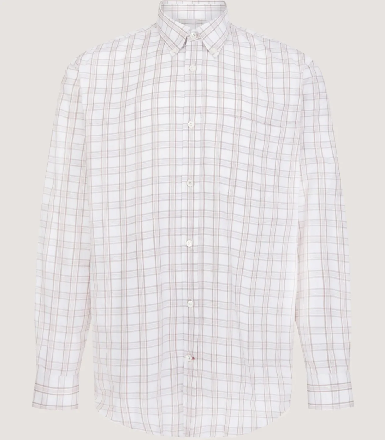 Men'S Light Cotton Check Button Down Shirt In Taupe-Purdey Best