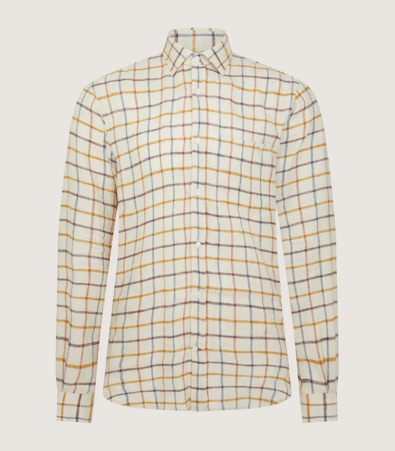 Men'S Linen Flannel Tattersall Sporting Shirt-Purdey Best