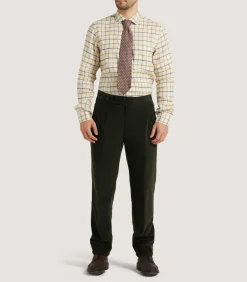 Men'S Linen Flannel Tattersall Sporting Shirt-Purdey Best