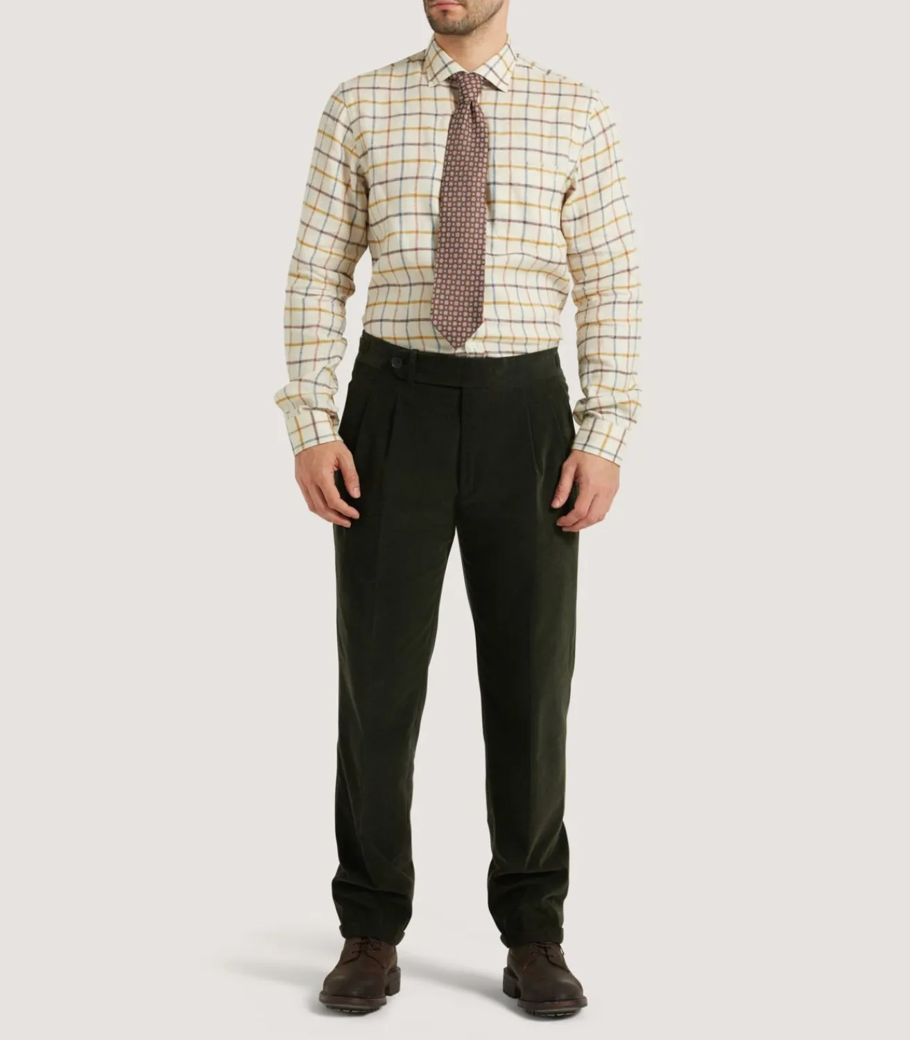 Men'S Linen Flannel Tattersall Sporting Shirt-Purdey Best