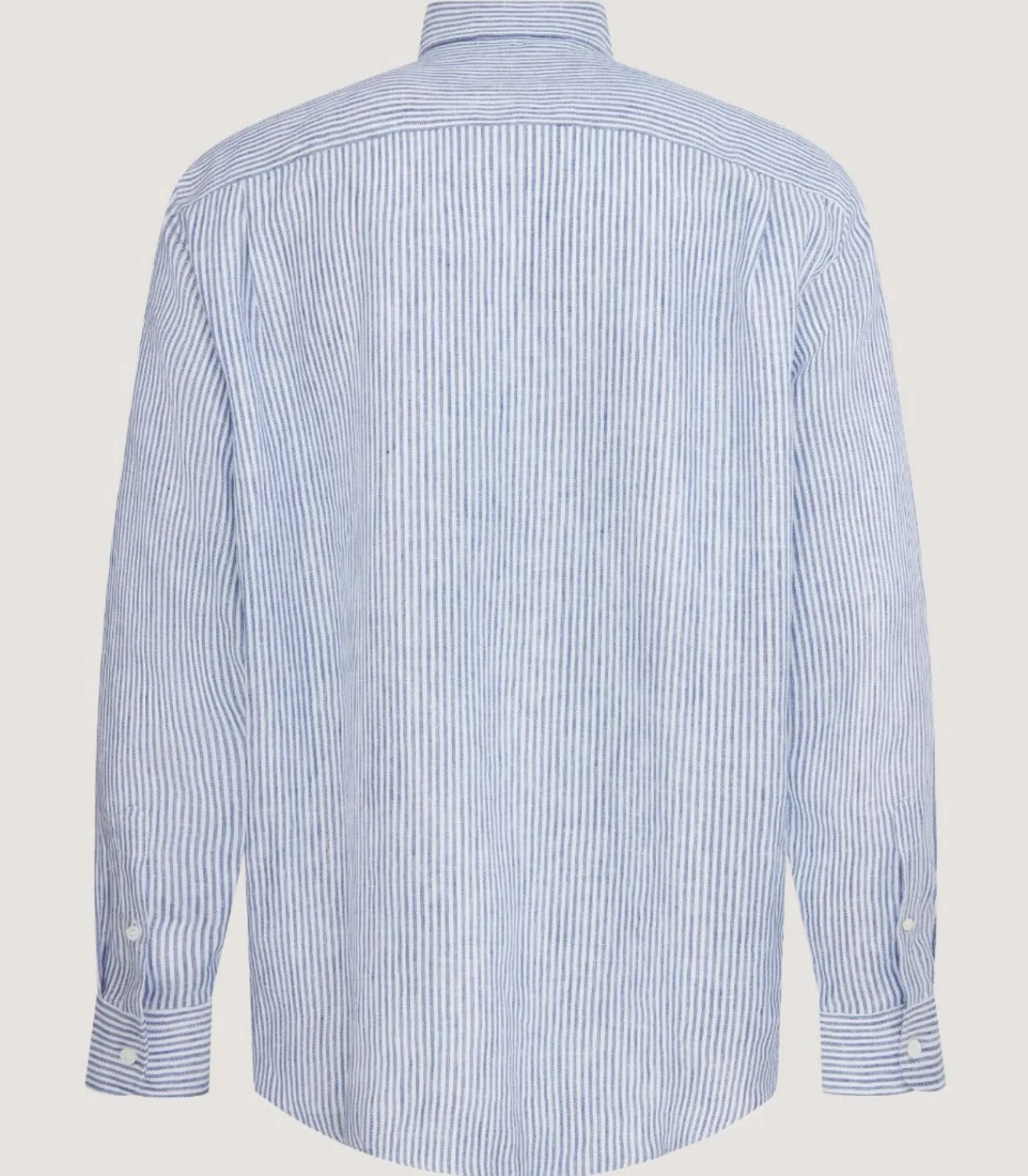 Men'S Linen Oxford Stripe Button Down Shirt-Purdey Best