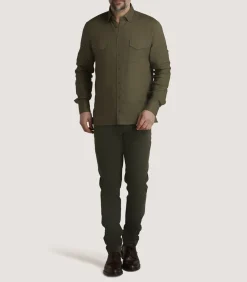 Men'S Linen Selous Safari Shirt In Forest Green-Purdey Hot
