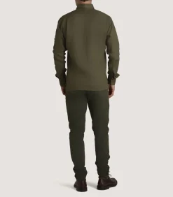 Men'S Linen Selous Safari Shirt In Forest Green-Purdey Hot