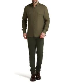 Men'S Linen Selous Safari Shirt In Forest Green-Purdey Hot