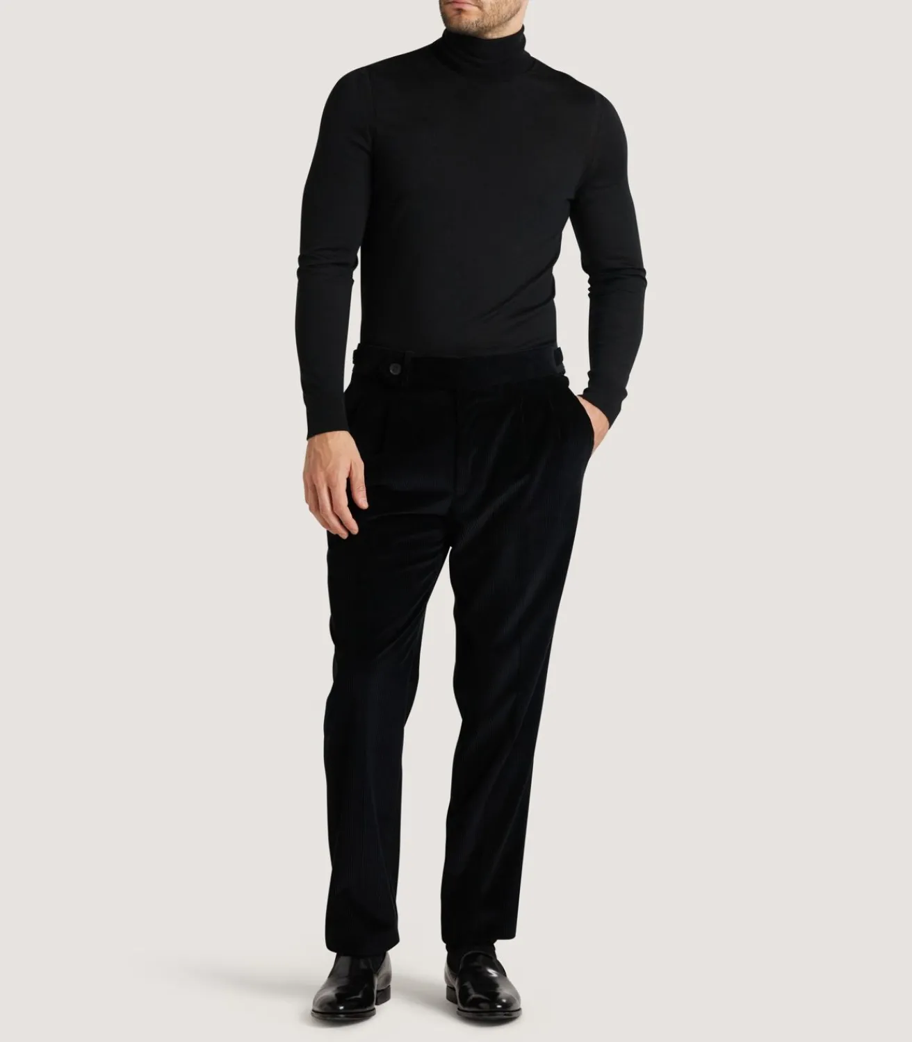 Men'S Side Buckle Trouser In Black-Purdey Discount