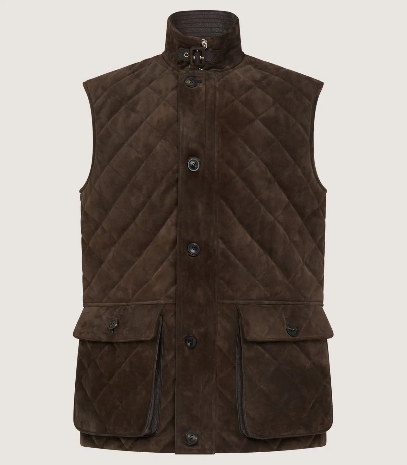 Men'S Suede Padded Gilet In Walnut-Purdey Sale