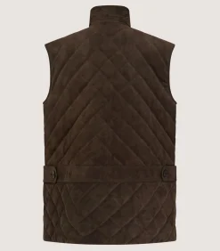 Men'S Suede Padded Gilet In Walnut-Purdey Sale